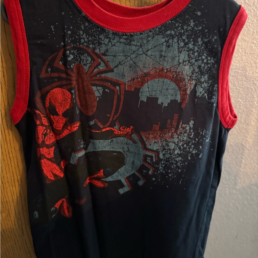 Spiderman Red and Black Tank Top with Vintage Graphic